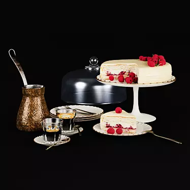 Raspberry Cake & Turkish Coffee Set 3D model image 1 