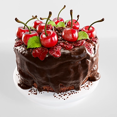 Cherry Delight Cake: A Decadent Treat 3D model image 1 