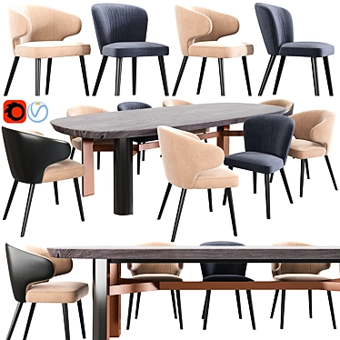 Elegant Minotti Aston Dining Chairs 3D model image 1 