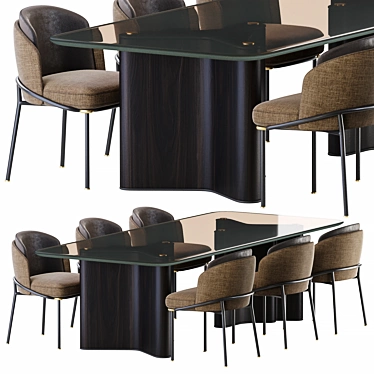 Elegant Minotti Lou Dining Set 3D model image 1 