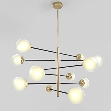 Modern Brass Abstraction Balls Chandelier 3D model image 1 