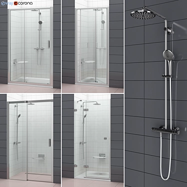 RAVAK Set 52: Modern Shower Doors for Stylish Bathrooms 3D model image 1 