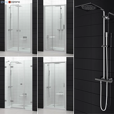 RAVAK Set 53: Innovative Shower Doors 3D model image 1 