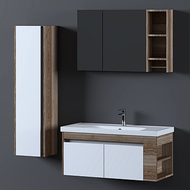 Siena Bathroom Furniture Set | Wood Texture 3D model image 1 