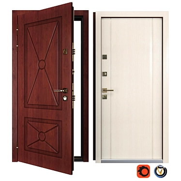 Timeless Elegance: Classico 3 Metal Entrance Door 3D model image 1 