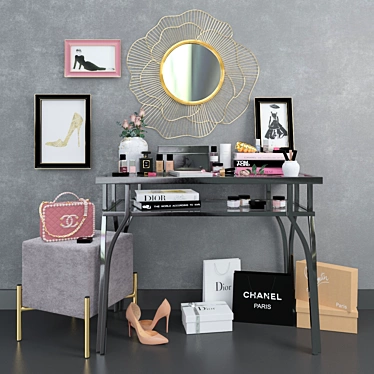 Luxury Vanity Table Set: Glam Decor 3D model image 1 