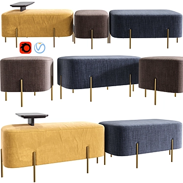 Sleek Alba Ottomans 3D model image 1 