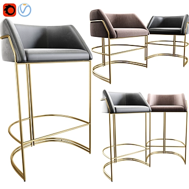 Elegant Deja Vu Bar & Dining Chair 3D model image 1 