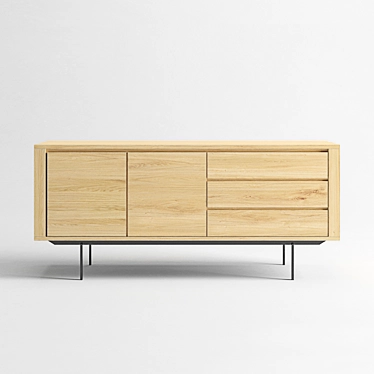 Modern Oak Sideboard with 2 Doors 3D model image 1 