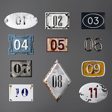 Vintage House Numbers 3D model image 1 