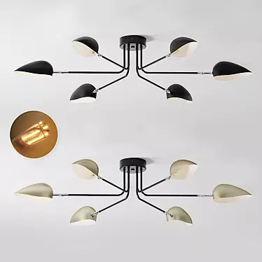 Title: Industrial Modern Ceiling Lamp 3D model image 1 