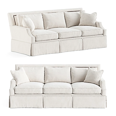 Elegant Paige Kick Pleat Sofa 3D model image 1 