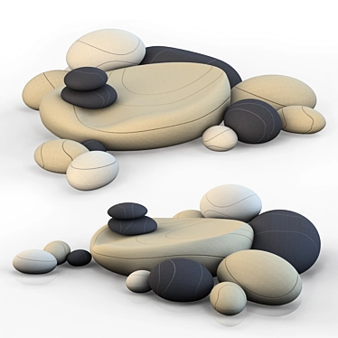 Stylish Stone Floor Cushions 3D model image 1 