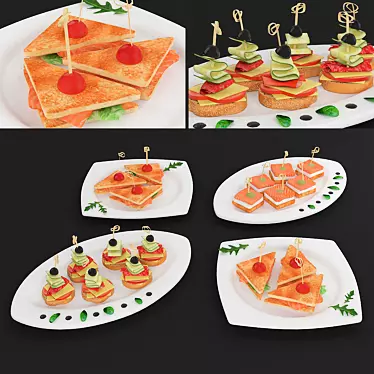 Elegant Canapes Set for Entertaining 3D model image 1 