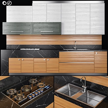 Modern Kitchen Set: Vray Ready 3D model image 1 