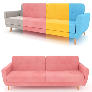 Modern Velvet Sofa: Lightsea 3D model image 1 