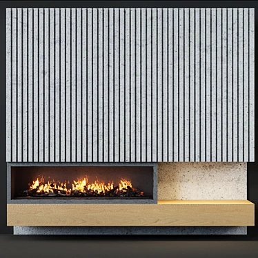 Modern Concrete Panel Fireplace 3D model image 1 