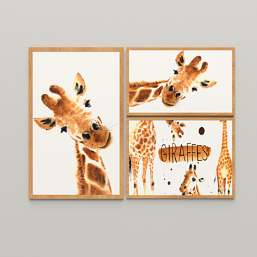 Title: Giraffes in Nature: Striking Posters 3D model image 1 