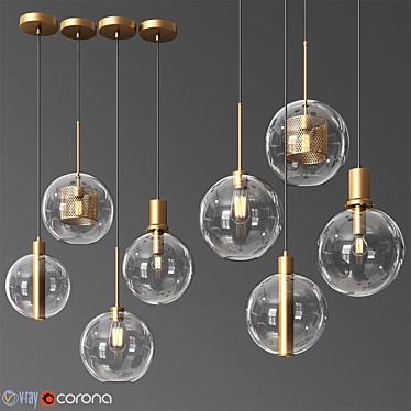 Elegant Pendant Light Collection - 4 Unique Types 3D model image 1 