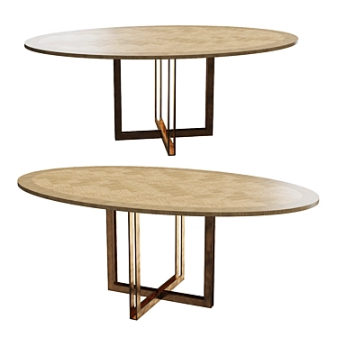 Elegant Oak Veneer Dining Table 3D model image 1 