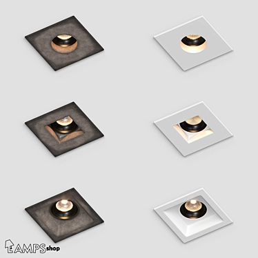 Minimalist Concrete Recessed Lamps 3D model image 1 