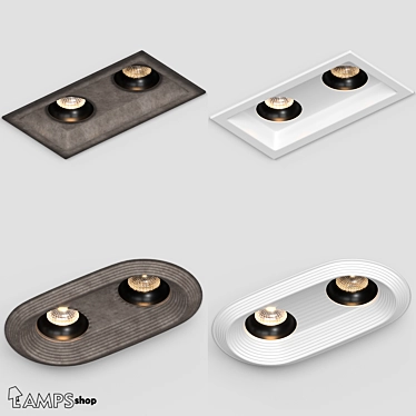 Modern Concrete Recessed Lamps 3D model image 1 