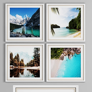 Elegant 4-Piece Wall Frame Set 3D model image 1 