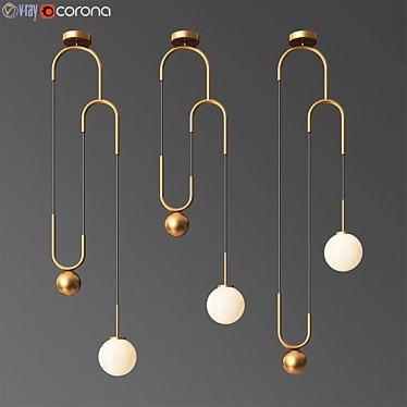 Brass Cradle Pulley Pendant Light 3D model image 1 