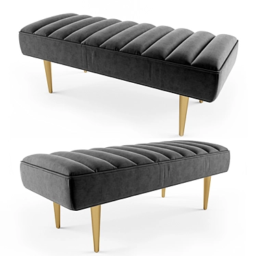 Luxury Gray Velvet Bench: Stylish American Art Deco Design 3D model image 1 