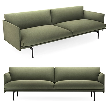 Muuto Outline 3-Seater Sofa: Modern Comfort Blend 3D model image 1 