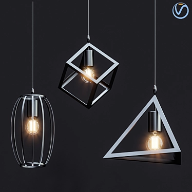 Retro Black Pendant Lamp 3D model image 1 