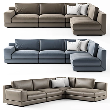 Agora Modular Leather Sofa 3D model image 1 