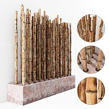 Title: Bamboo Branches on Concrete Base 3D model image 1 