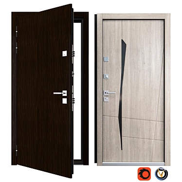 Modern Metal Entrance Door 3D model image 1 