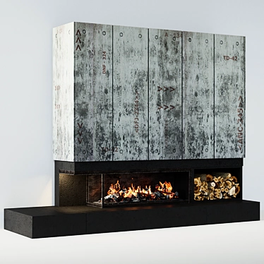 Contemporary Loft Style Fireplace 3D model image 1 
