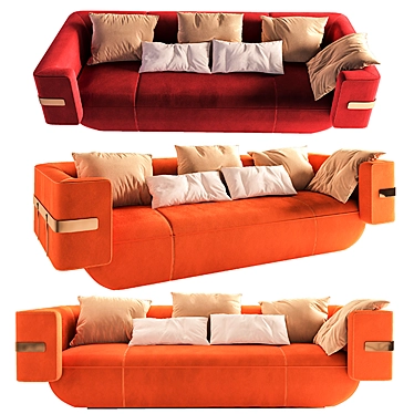 Elegant Leather Sofa with LONGHI-MI 3D model image 1 