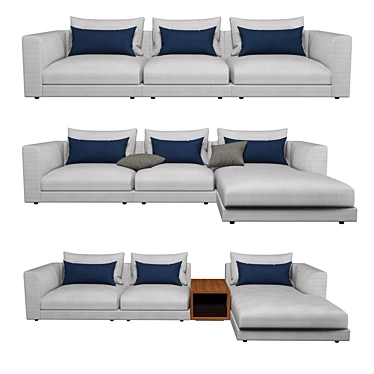 Modular Fabric Corner Sofa Set 3D model image 1 