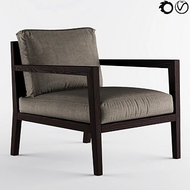 Elegant Solid Wood Armchair 3D model image 1 