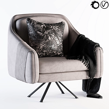 Cozy Cream Velvet Armchair 3D model image 1 