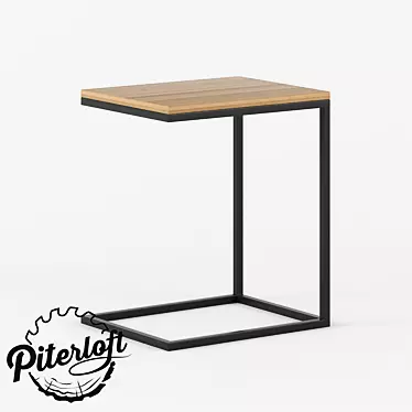 Industrial Wood and Metal Side Table 3D model image 1 