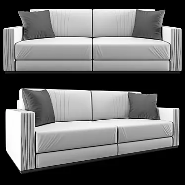 Luxury AK Leather Sofa 233x98x87cm 3D model image 1 