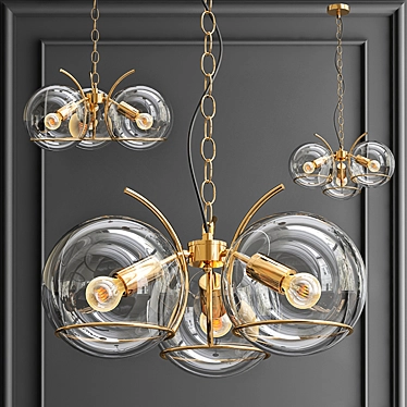 Elegant Glass and Brass Chandelier 3D model image 1 