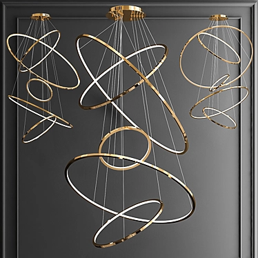 Golden Lohja Chandelier: Modern Art-Deco Design 3D model image 1 