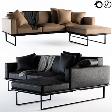 Modern Leather Cube Sofa 3D model image 1 