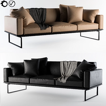 Elegant Cassina Leather Sofa 3D model image 1 