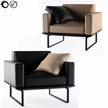 Elegant Cassina Leather Armchair 3D model image 1 