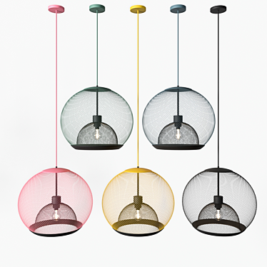 Skynet Ceiling Lamp: Black, Pink, Green, Blue, Yellow | 50x40cm 3D model image 1 