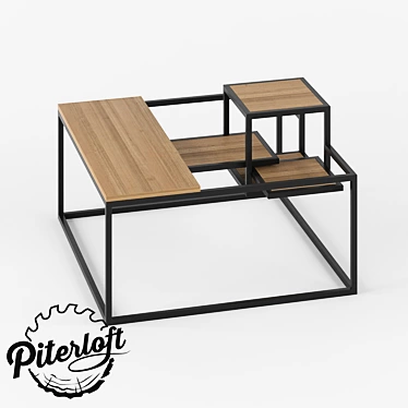 Rustic Wood Metal Bond Table 3D model image 1 