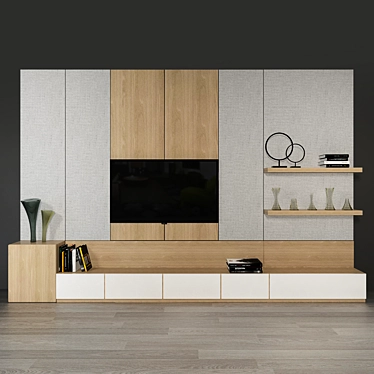 Sleek TV Wall Set 3D model image 1 