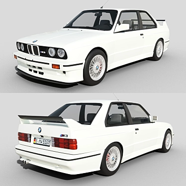 Classic BMW M3 E30 Alpine White 3D model image 1 